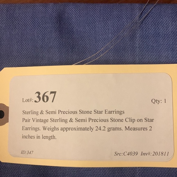 Sterling and semi precious Stone Star Clip-on Earrings - Picture 3 of 3